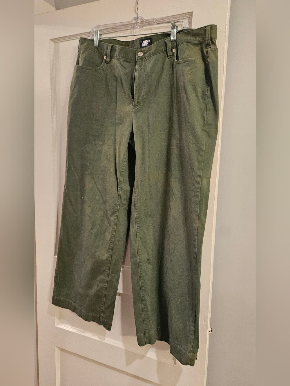 Lands End Women's Olive Green Wide-Leg Pants, Size 18W